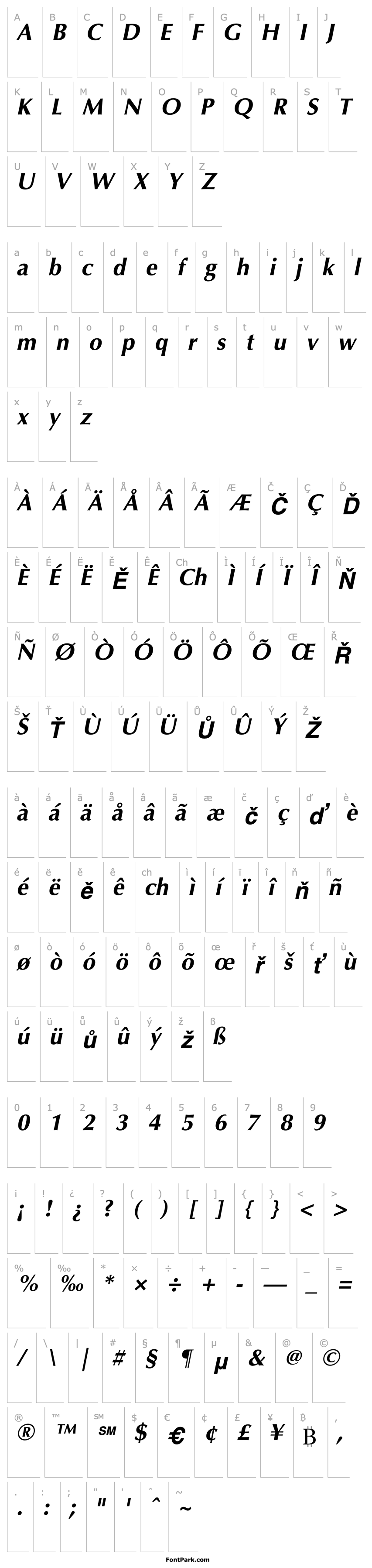 Overview Optima-Bold Oblique