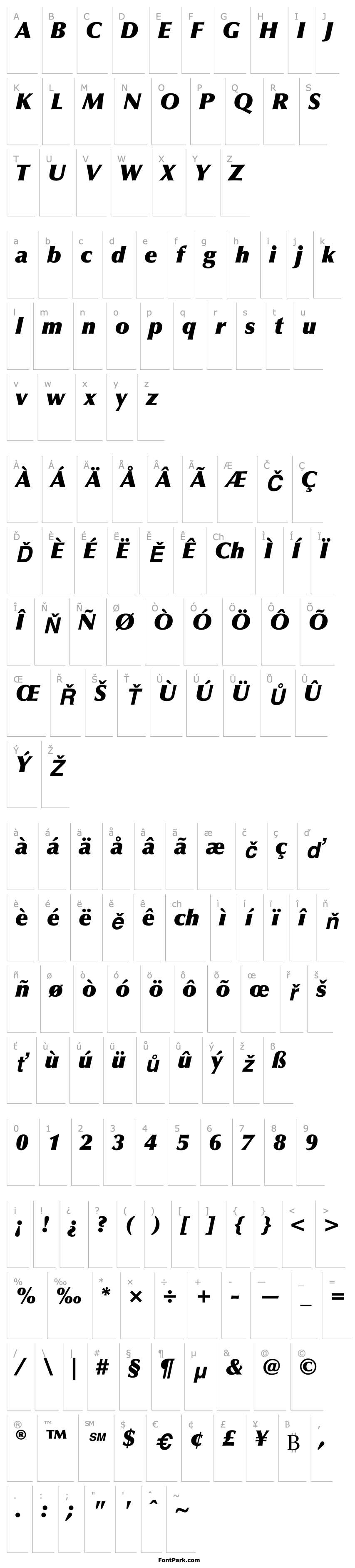 Overview Optima-ExtraBlack Italic