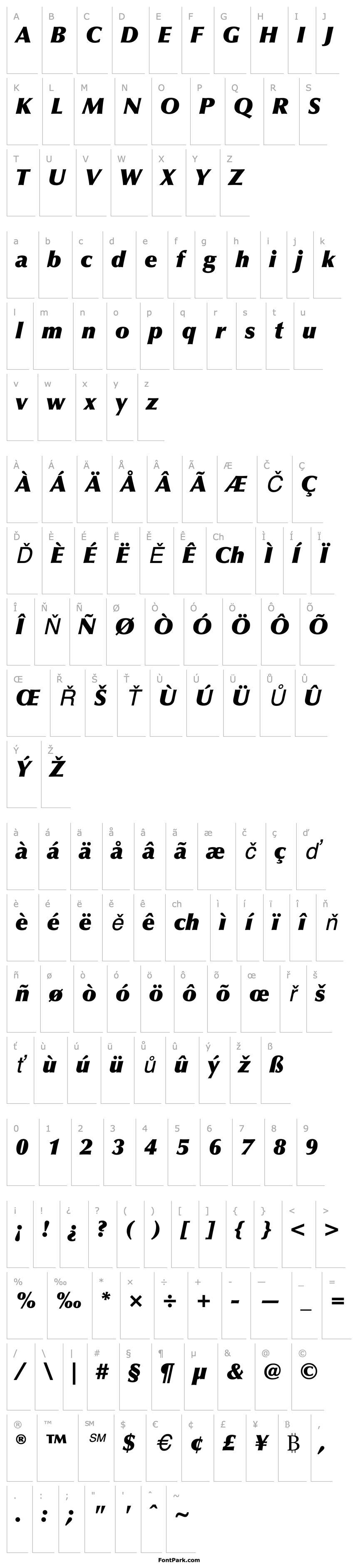 Overview Optima ExtraBlackItalic