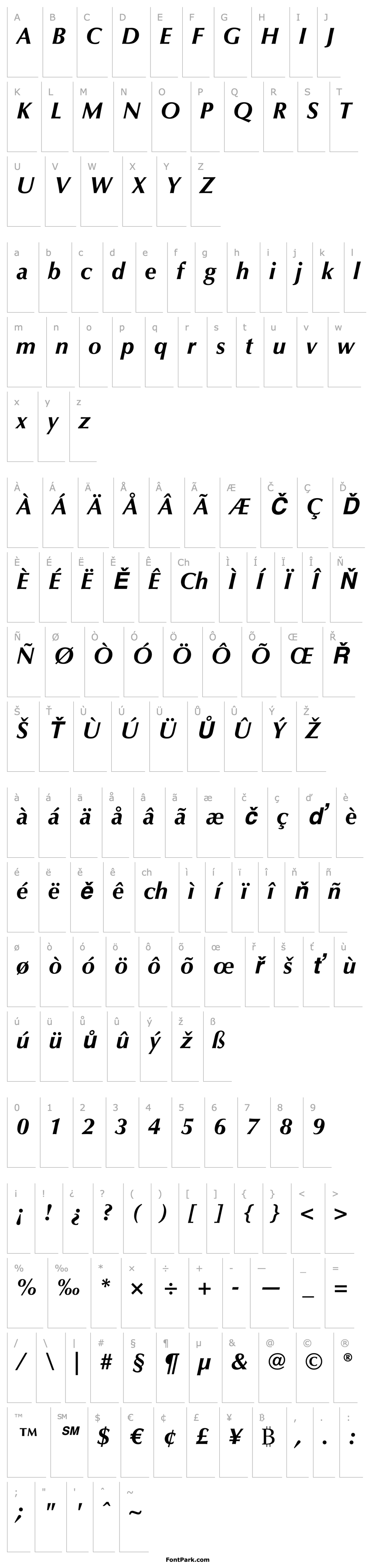 Overview Optima LT Bold Italic