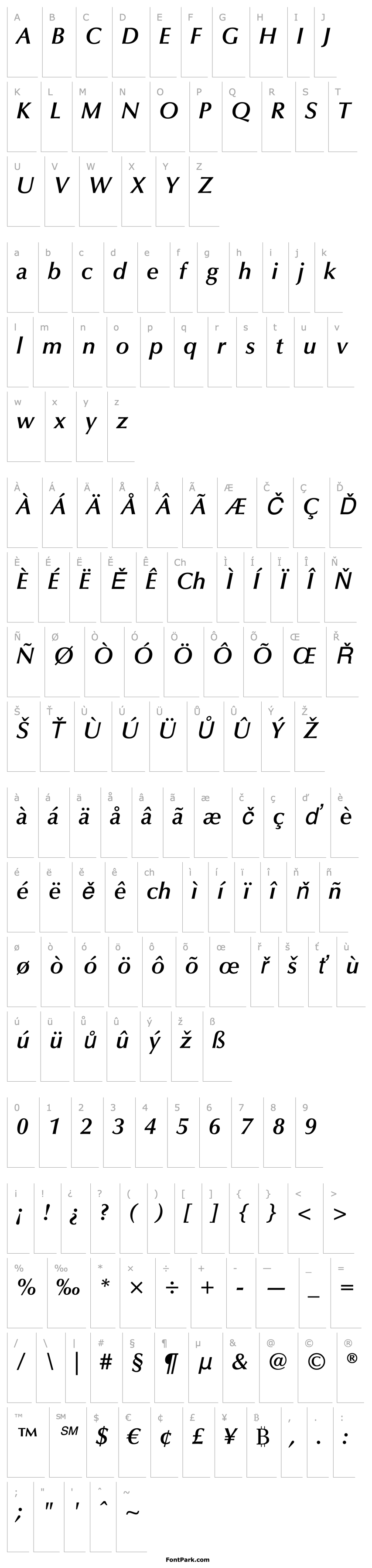 Overview Optima LT Demi Bold Italic