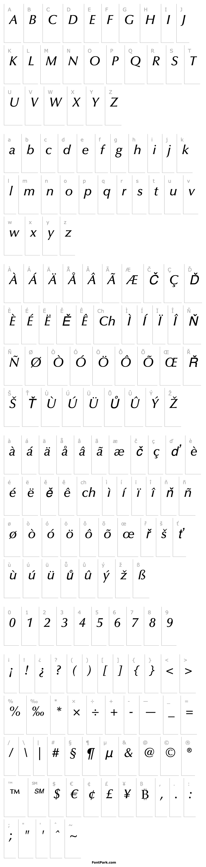 Overview Optima LT Medium Italic