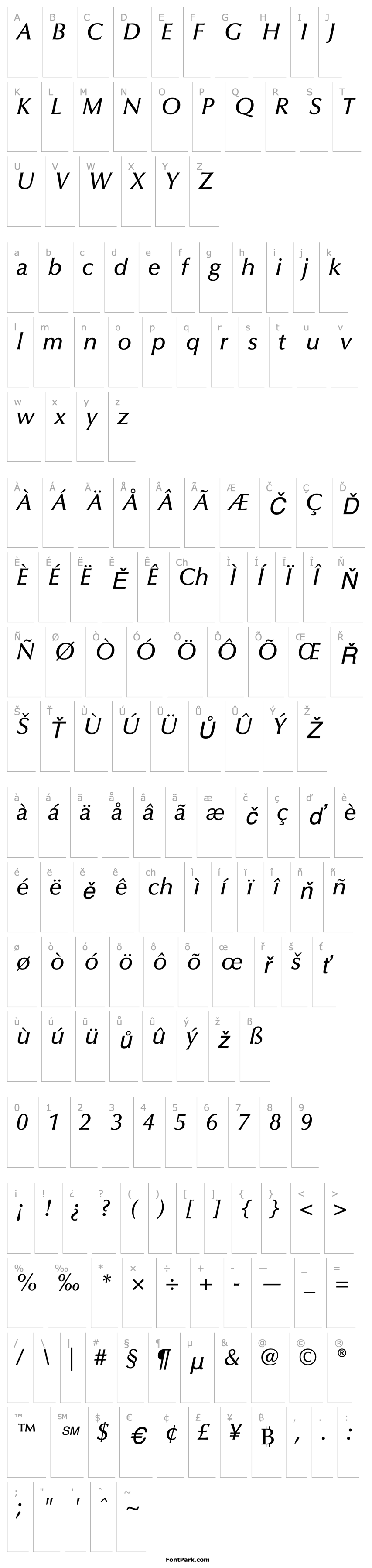 Overview Optima-Medium Italic