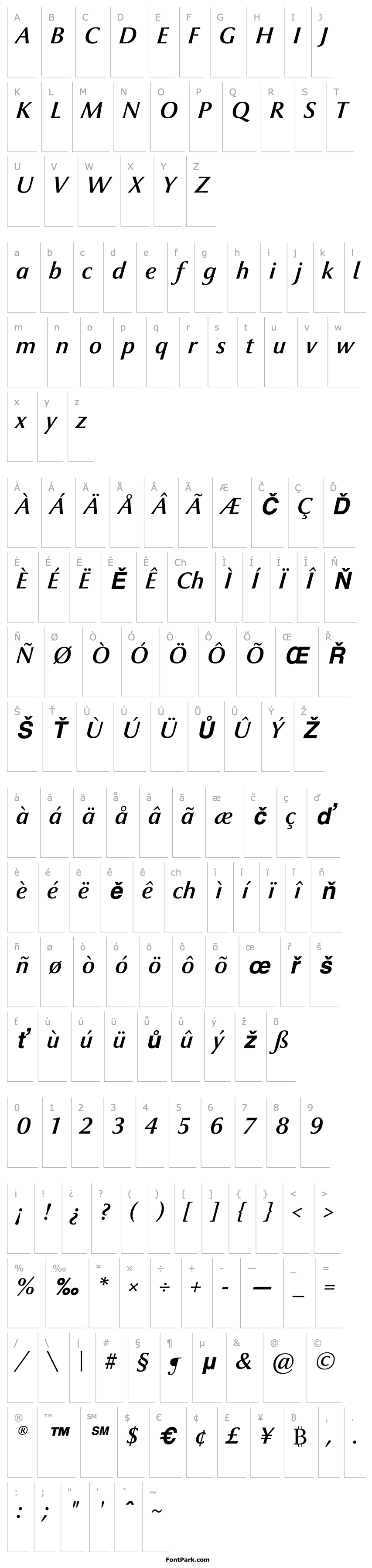 Overview OptimaNovaLT-DemiItalic