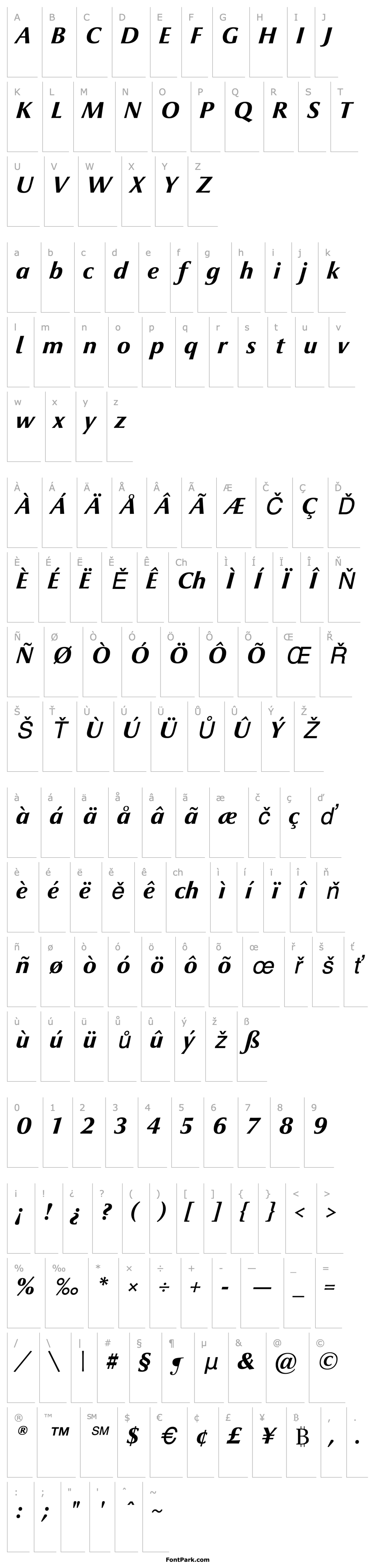 Overview OptimaNovaLT-HeavyItalic