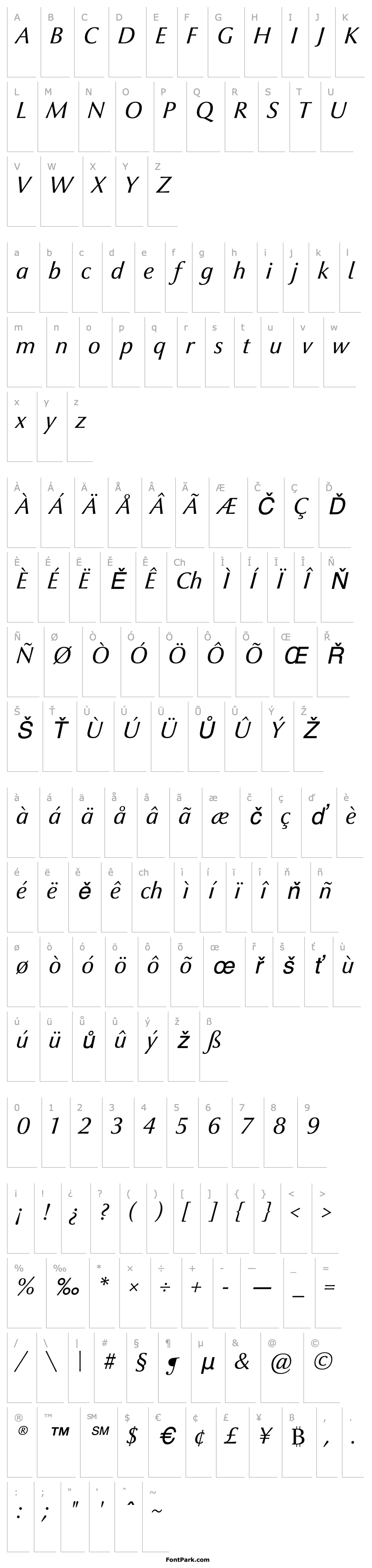 Overview OptimaNovaLT-Italic