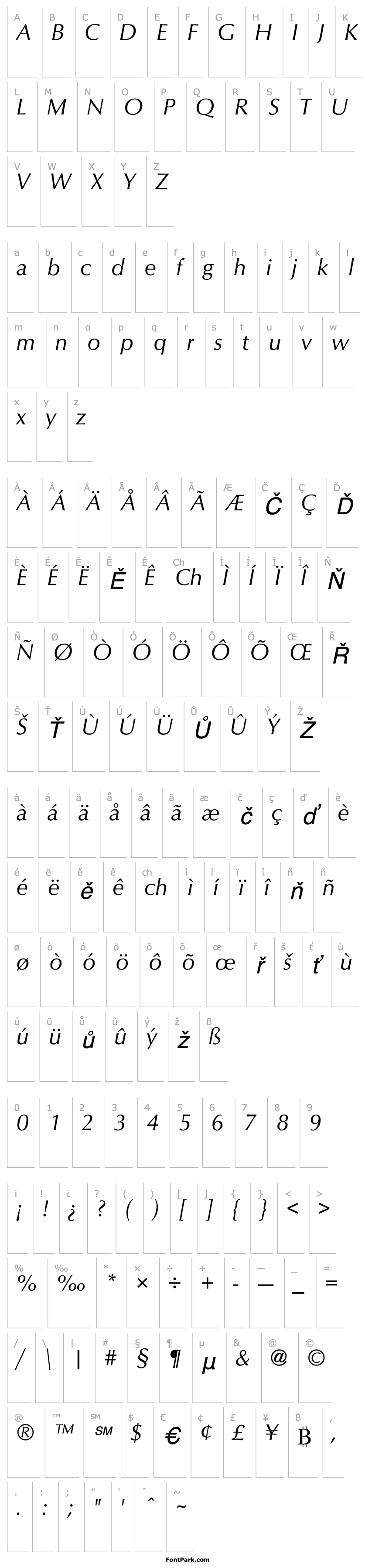 Overview Optimum Roman Italic