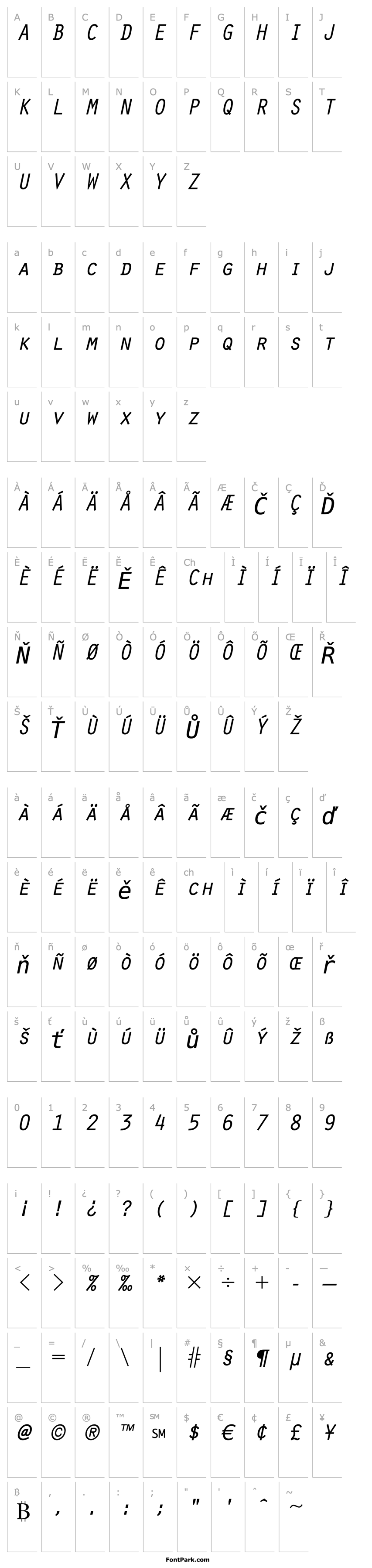 Overview OratorStd-Slanted