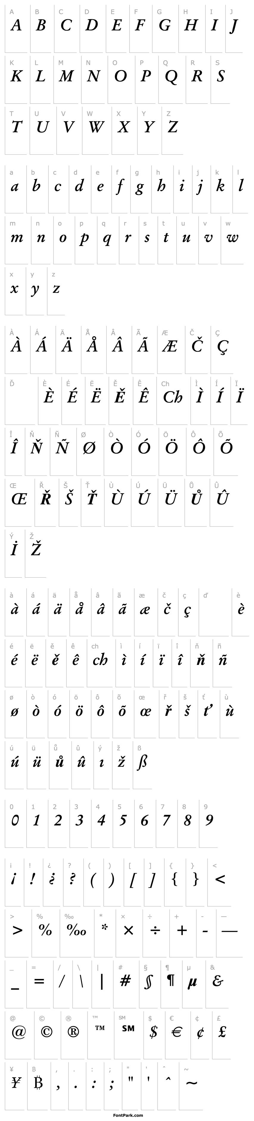 Overview Original Garamond Bold Italic BT