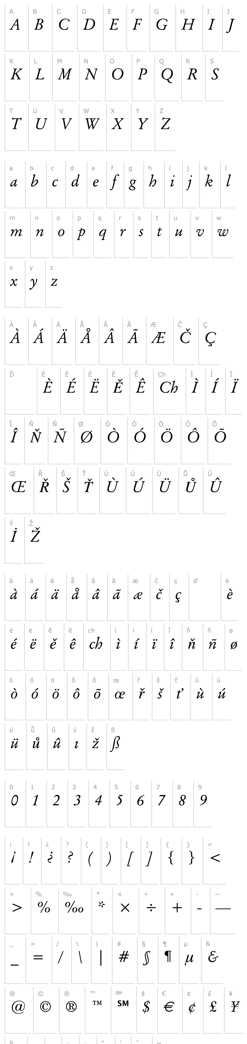 Overview Original Garamond Italic BT