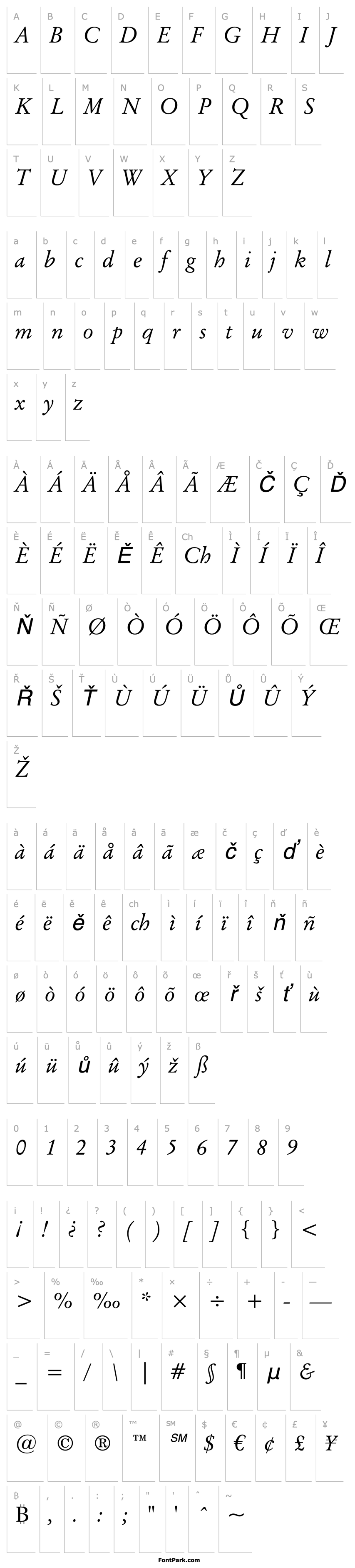 Overview OriginalGaramondBT-Italic