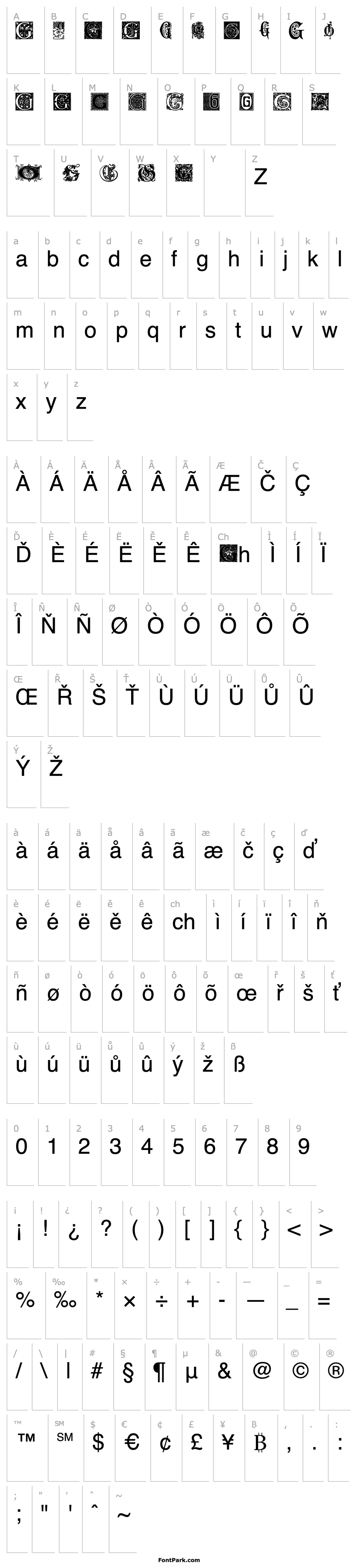 Přehled Ornamental Initials G