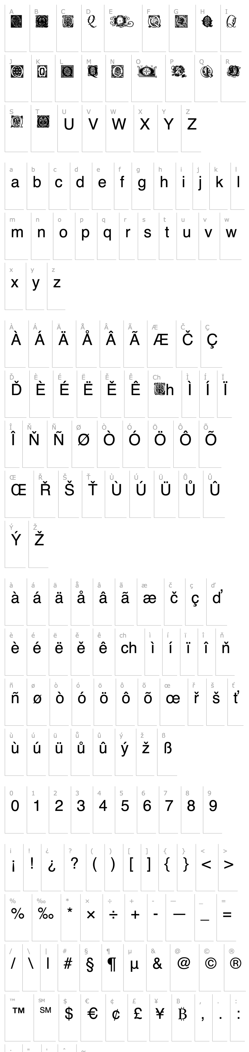 Overview Ornamental Initials Q