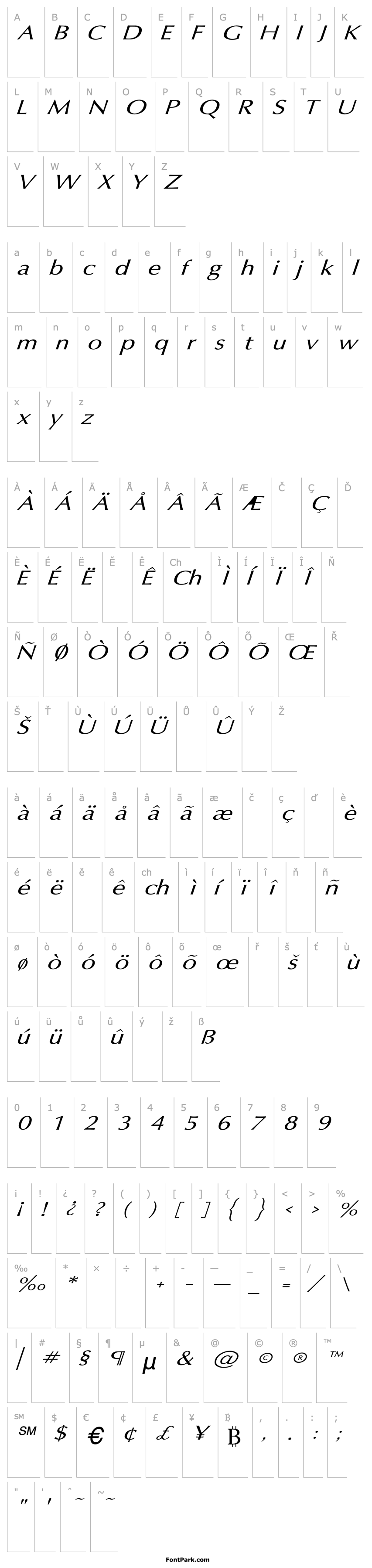 Přehled Oxford Wd Italic