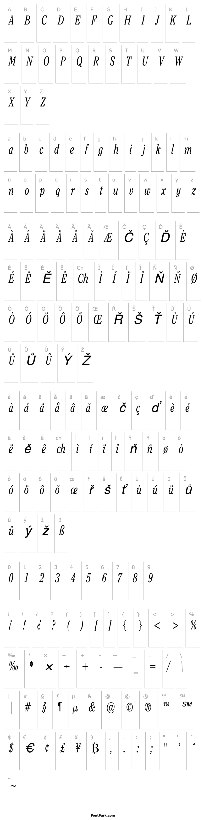 Overview OxfordCondensed Italic