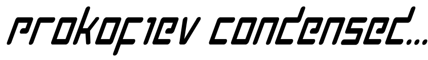 Písmo Prokofiev Condensed Italic od Daniel Zadorozny