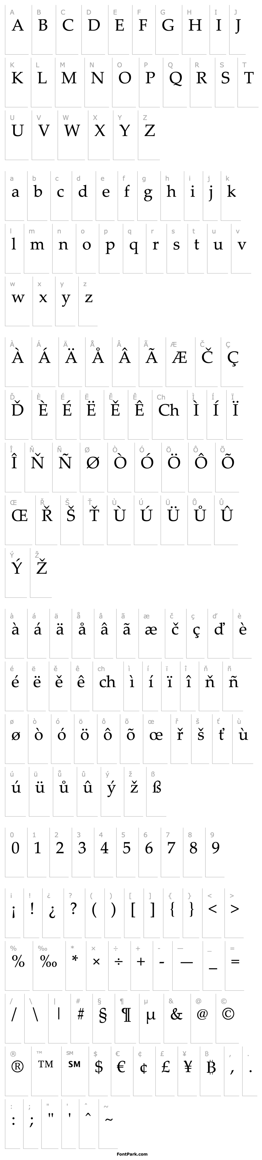 Overview Palatino Linotype