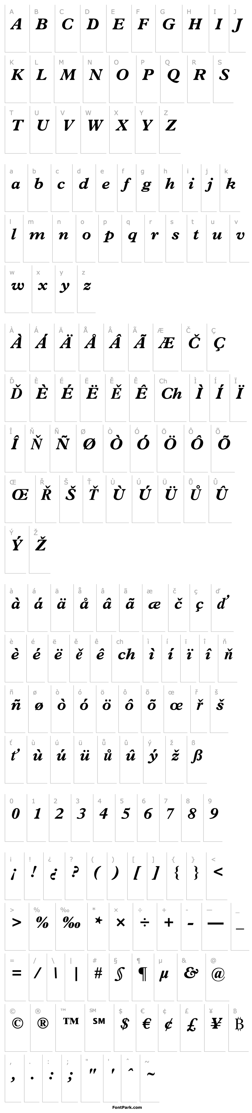 Overview Plantin Bold Italic