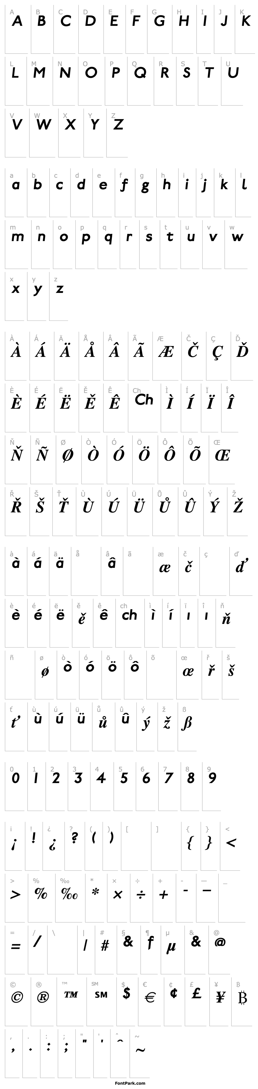 Overview Paddington Bold Italic