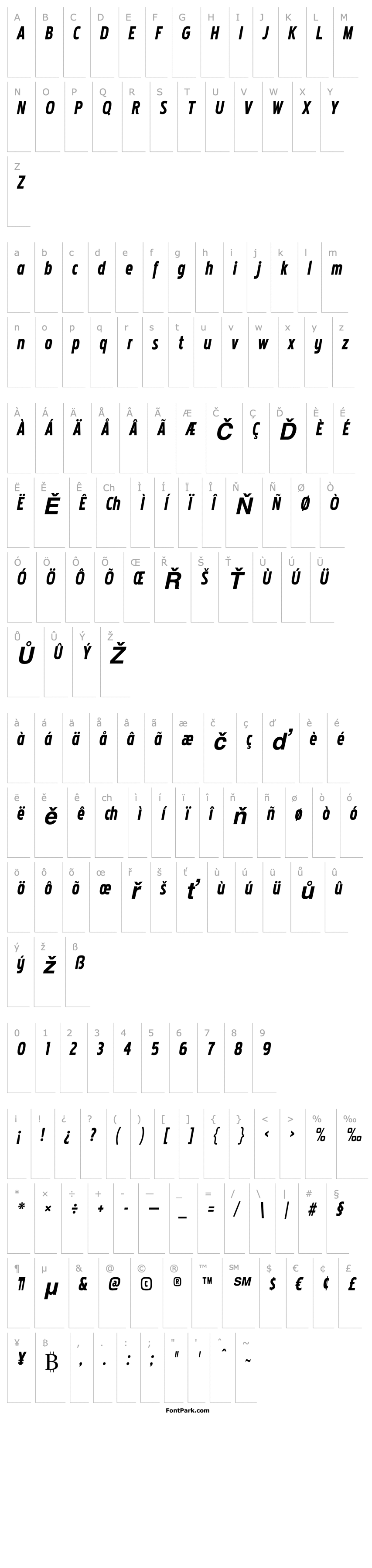 Přehled Pakenham Cnd Bold Italic