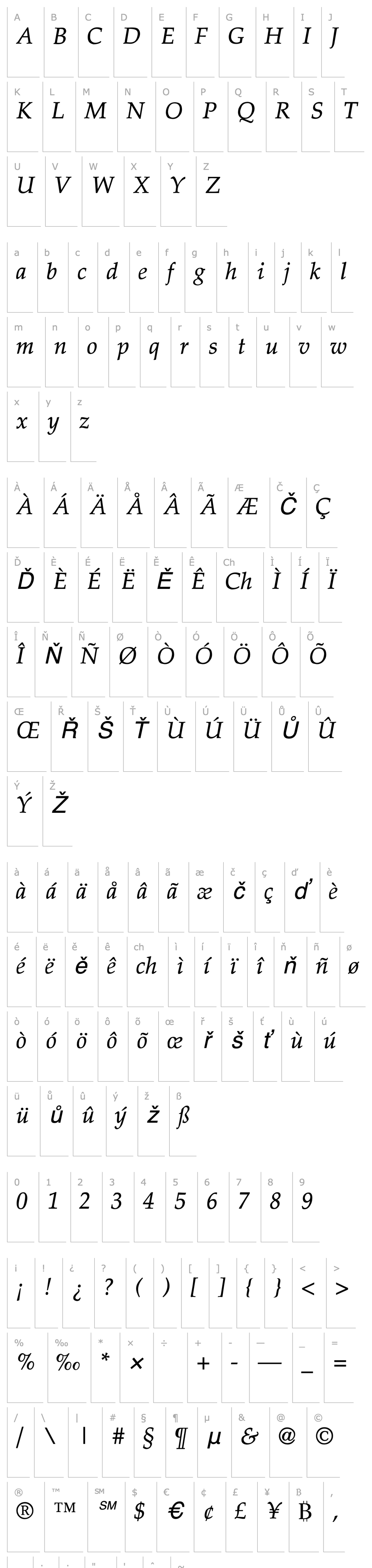 Overview Palatine Italic