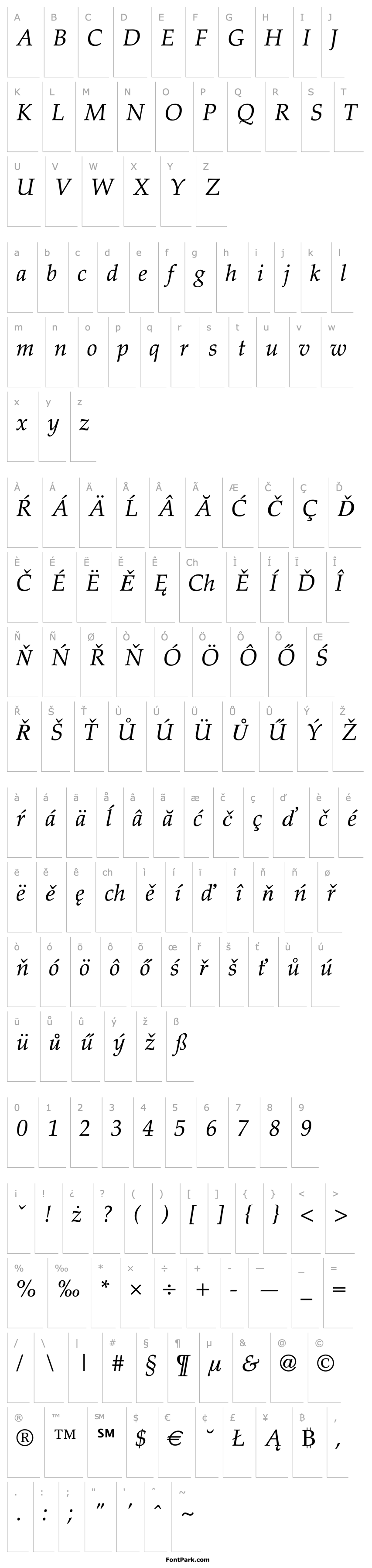 Overview Palatino CE Italic