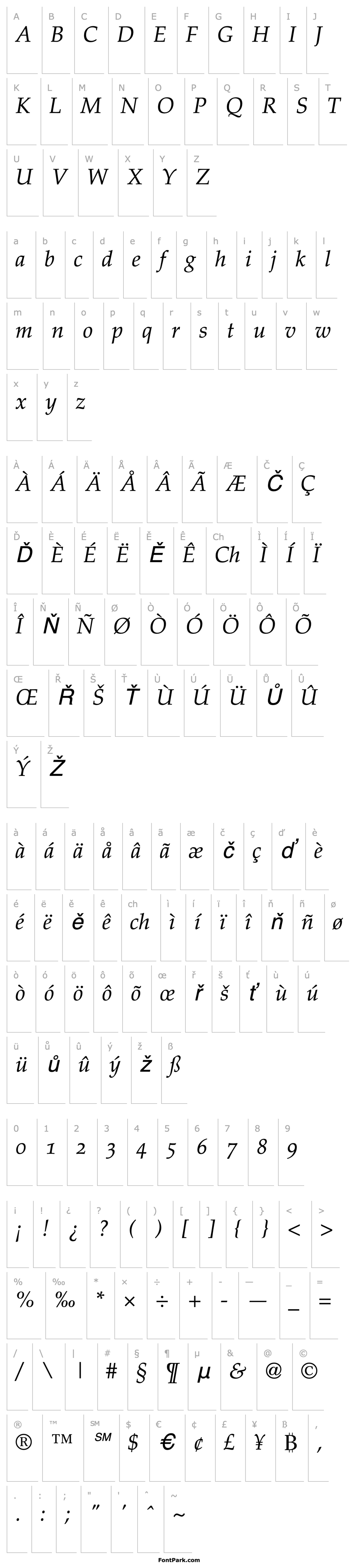 Overview Palatino Italic Old Style Figures