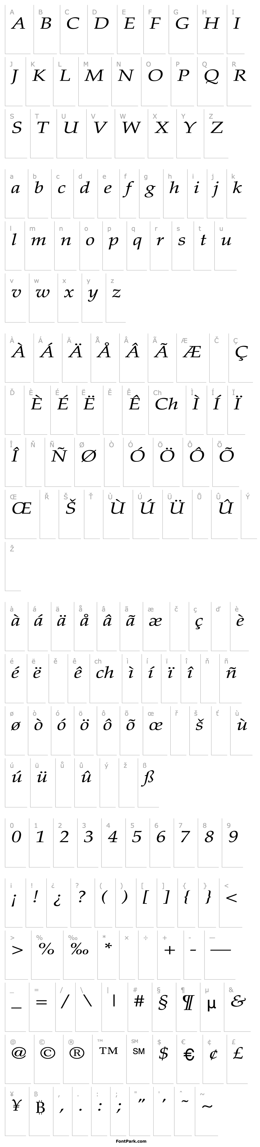 Overview Palatino-Italic Wd