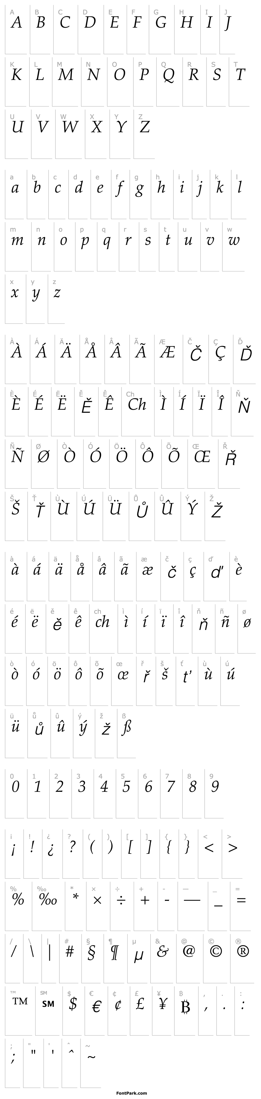 Overview Palatino-Light Italic