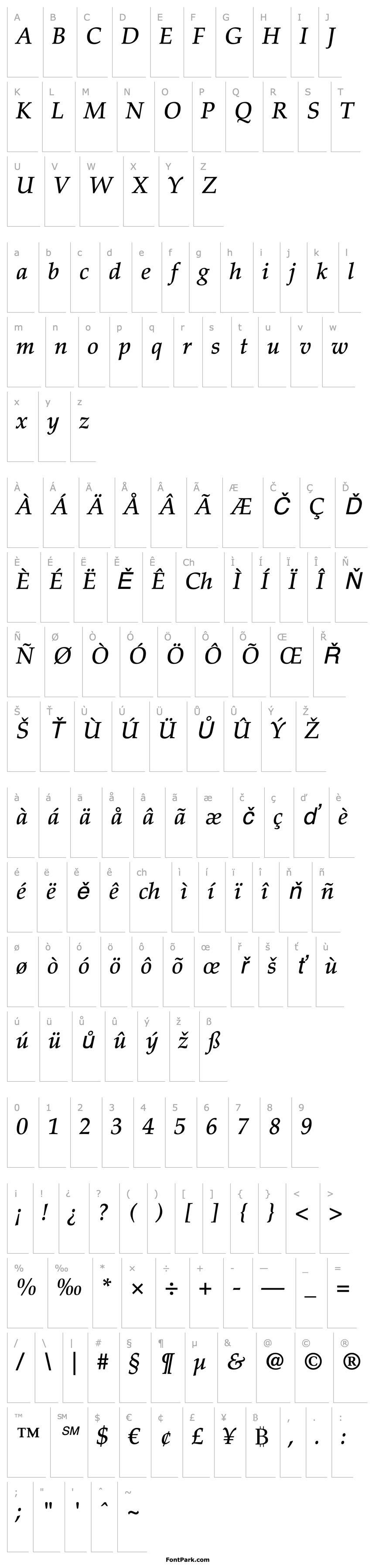 Overview Palatino LT Medium Italic