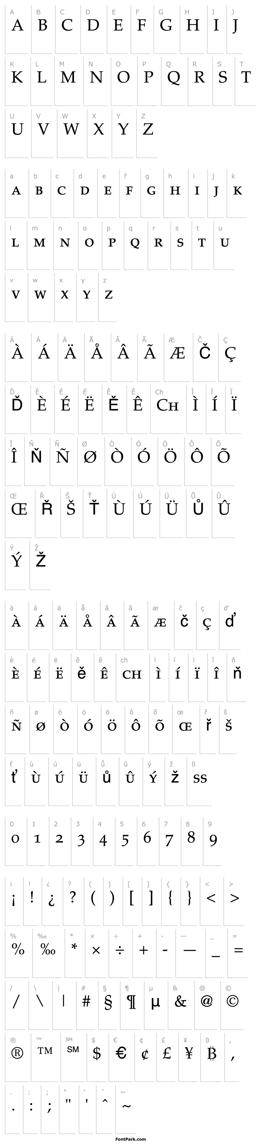 Overview Palatino Small Caps & Old Style Figures