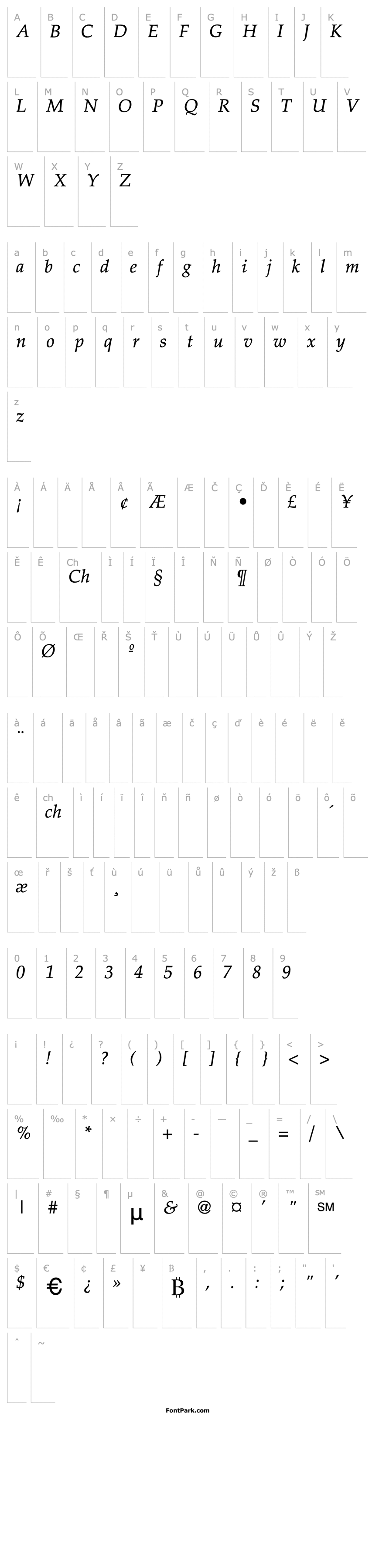 Overview Palatino-Thin-Italic