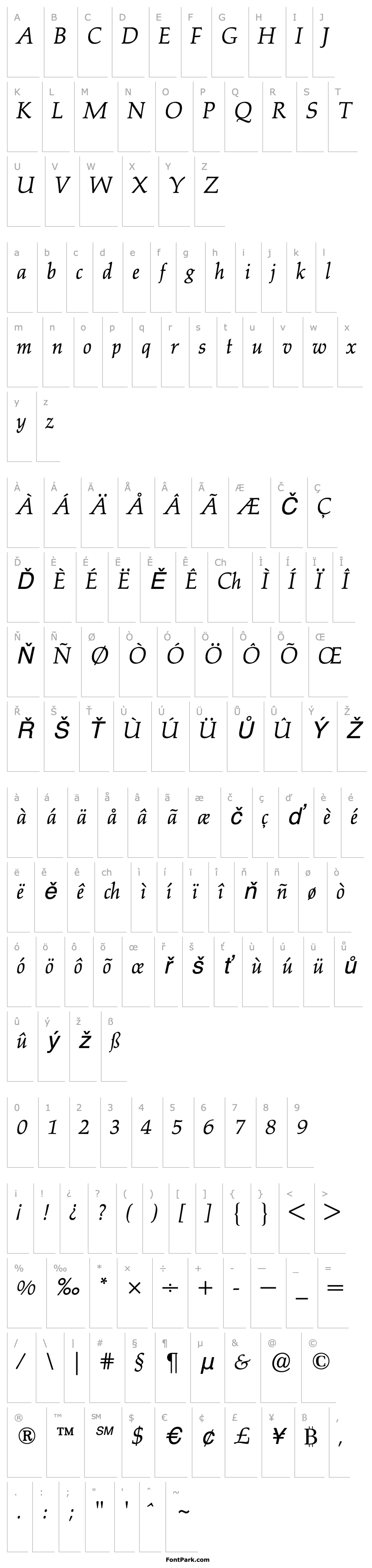 Overview PalatinoBQ-Italic