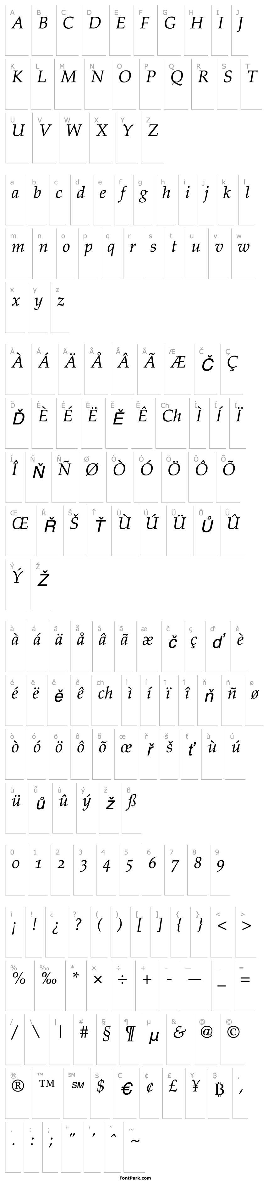 Overview PalatinoOldStyleFigures-Italic