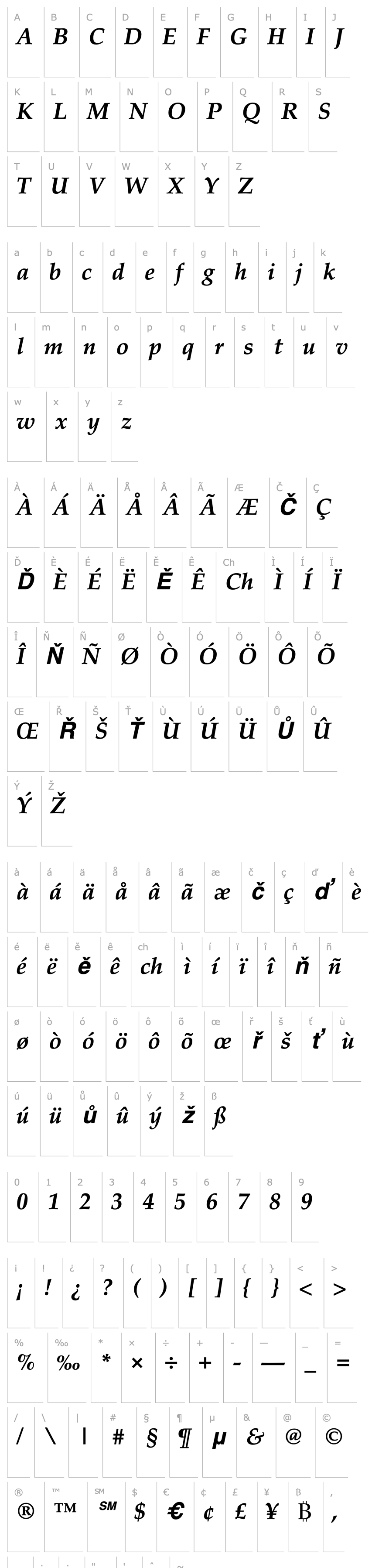 Overview Palazzo Bold Italic