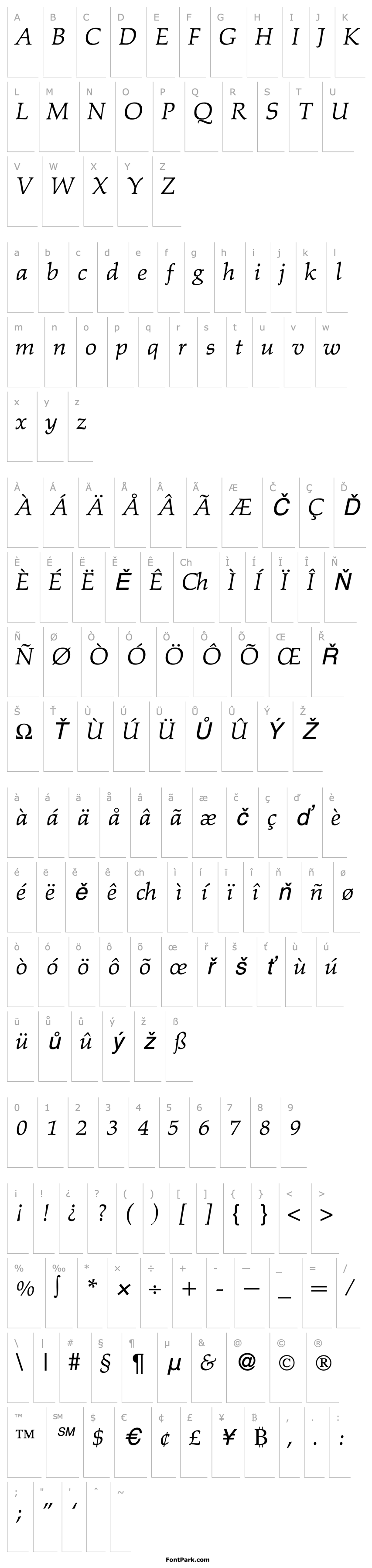 Overview PalazzoWerk-RegularItalic