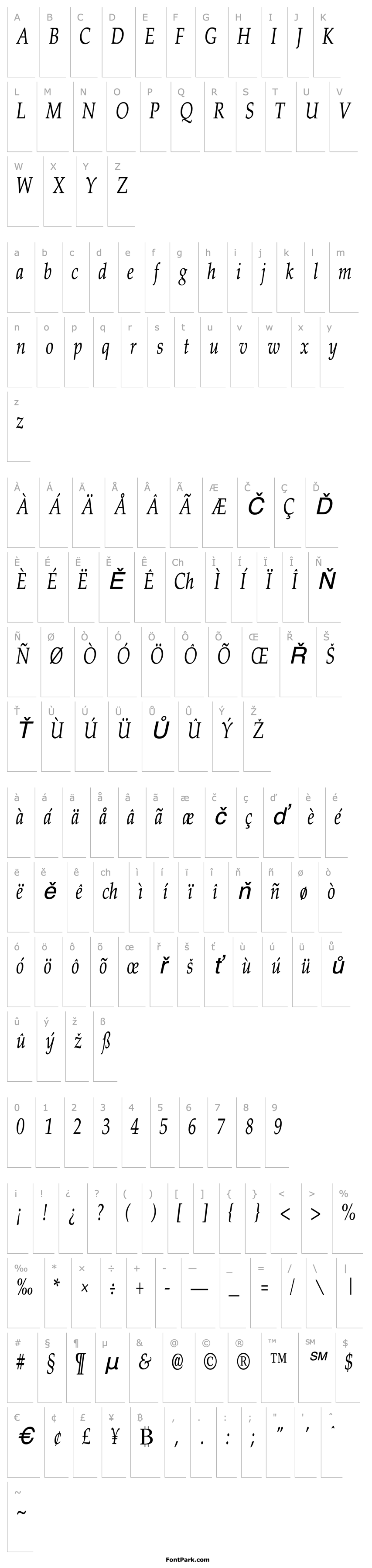 Přehled PalisadeCondensed Italic