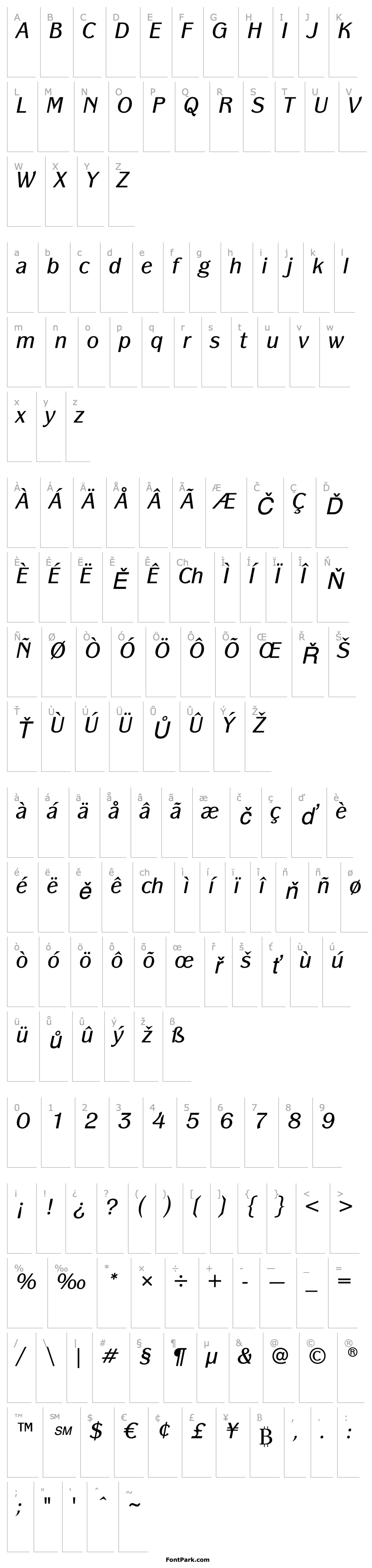 Overview PanacheITCStd-BookItalic