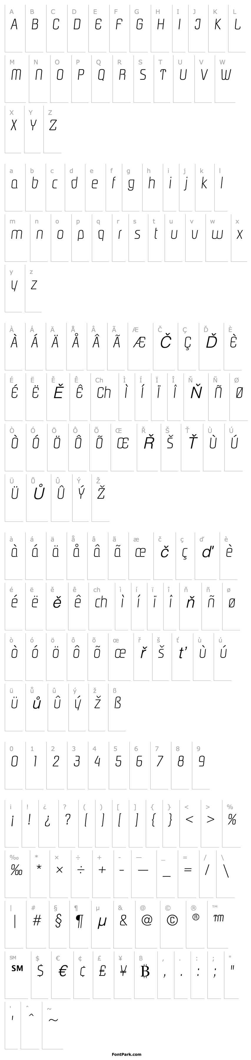 Overview PasadenaEF-ExtraLightItalic