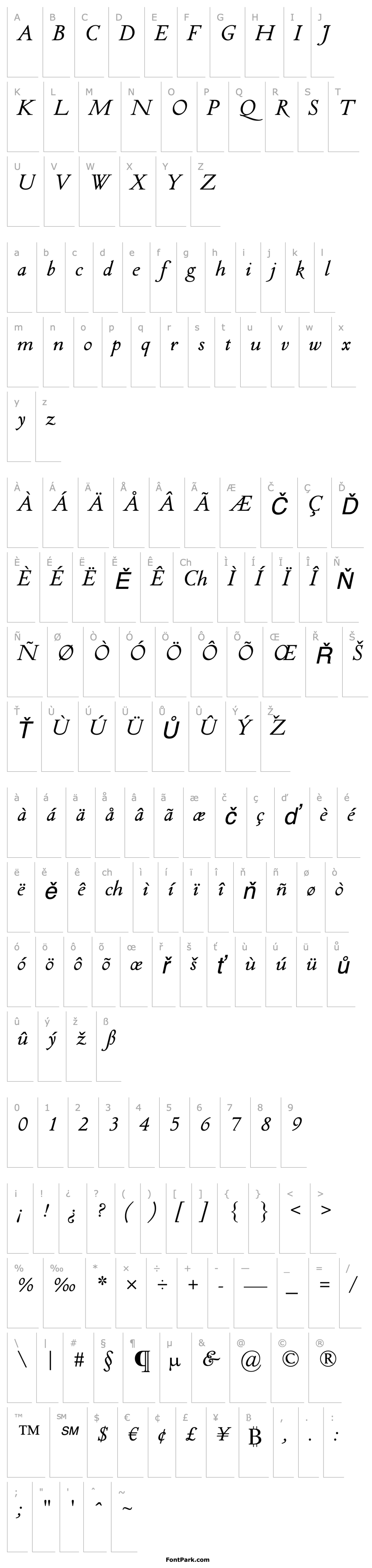 Přehled PastonchiMTStd-Italic