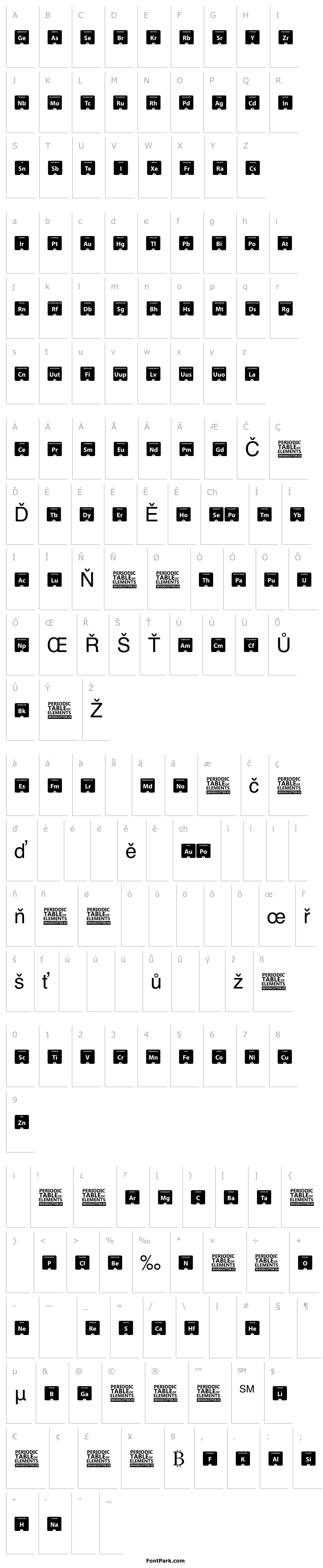 Periodic Table of Elements Font | FontPark.com