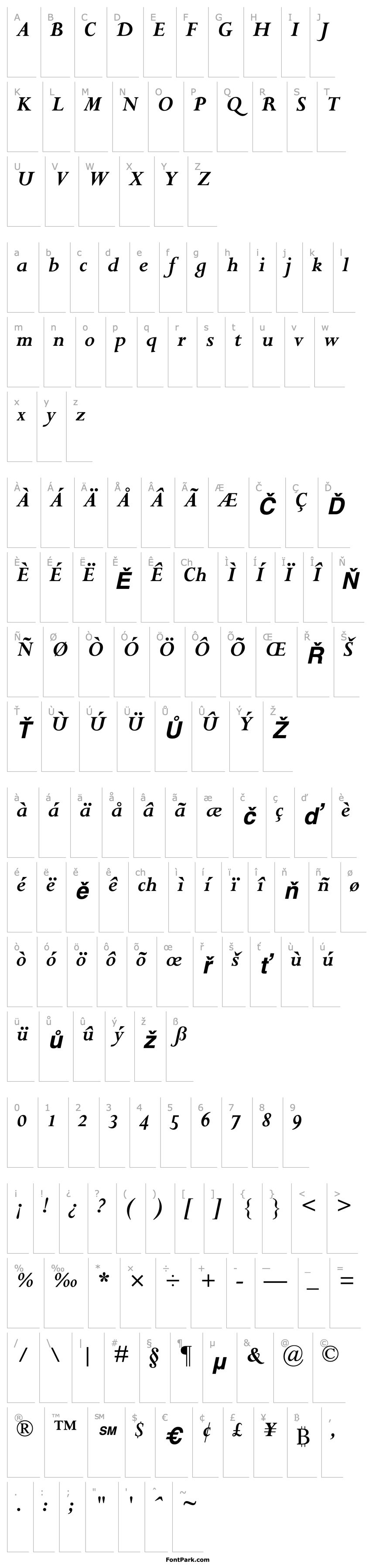 Overview PerpetuaOldstyleFigures-Bold Italic