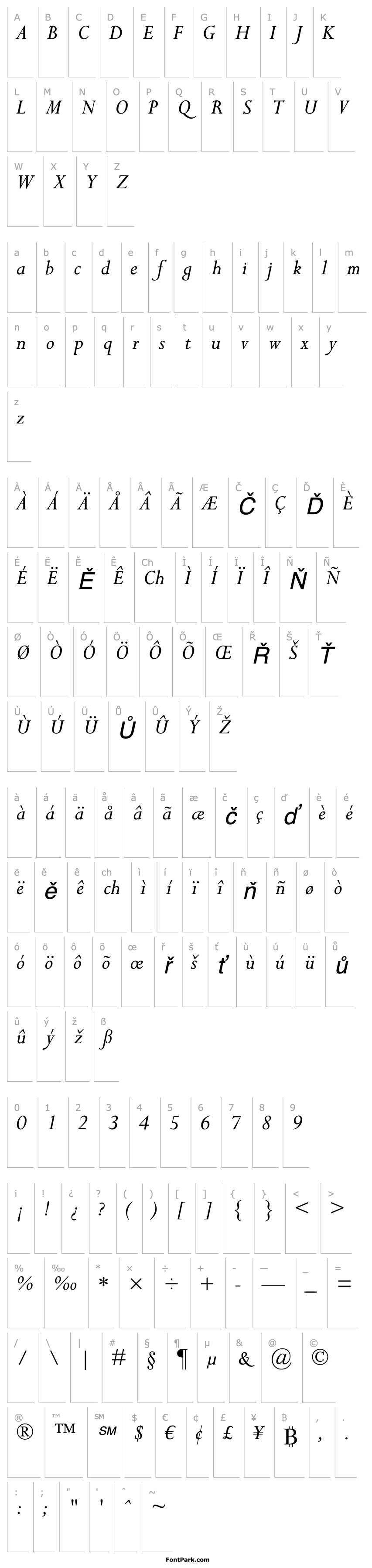 Přehled PerpetuaStd-Italic