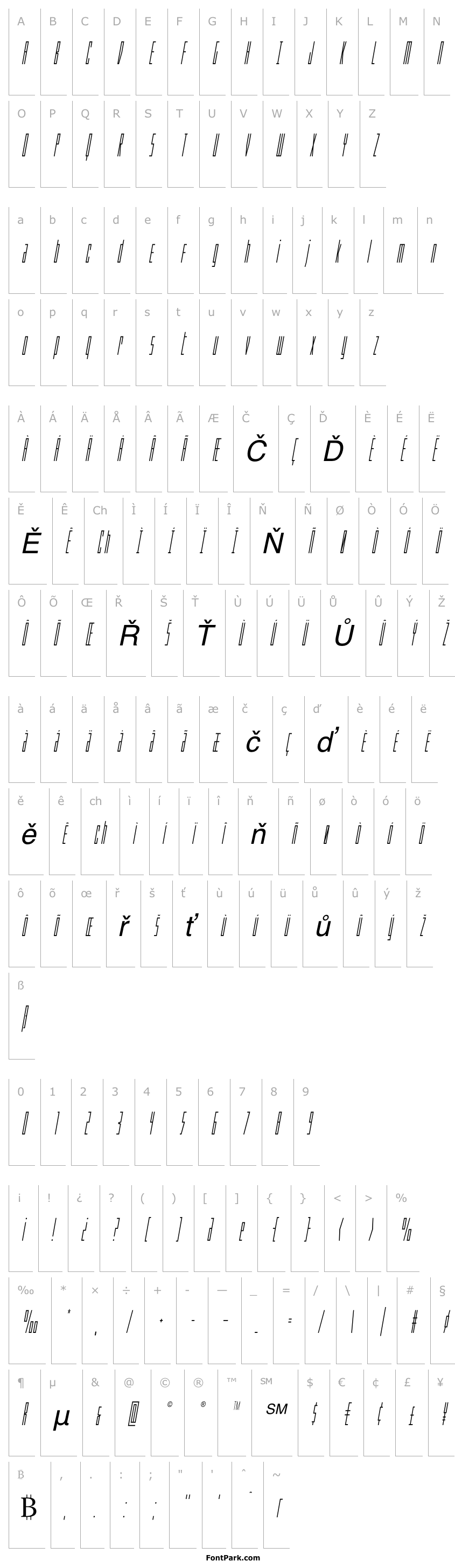 Overview Phantacon Condensed Italic