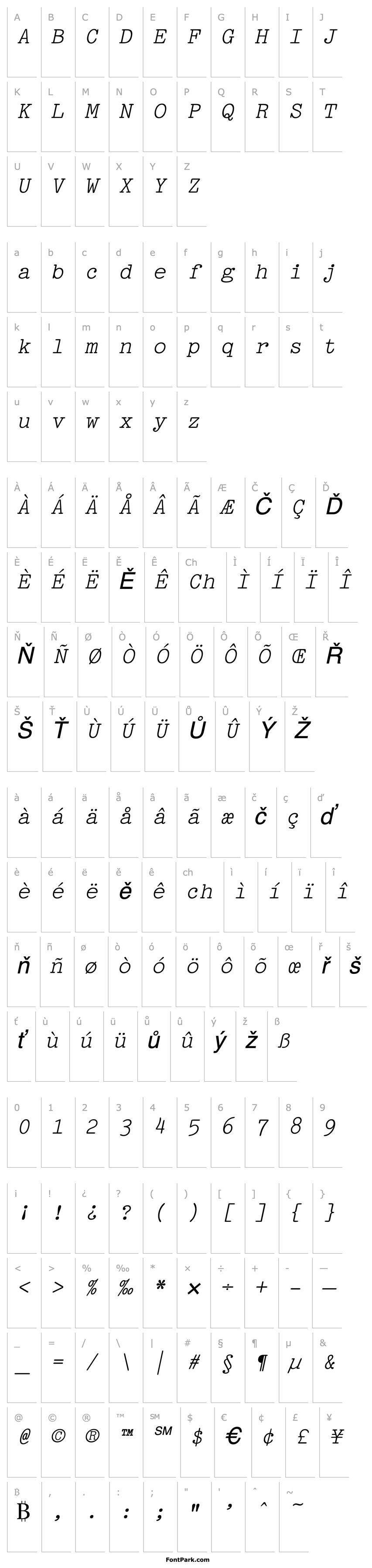 Overview Pica Italic