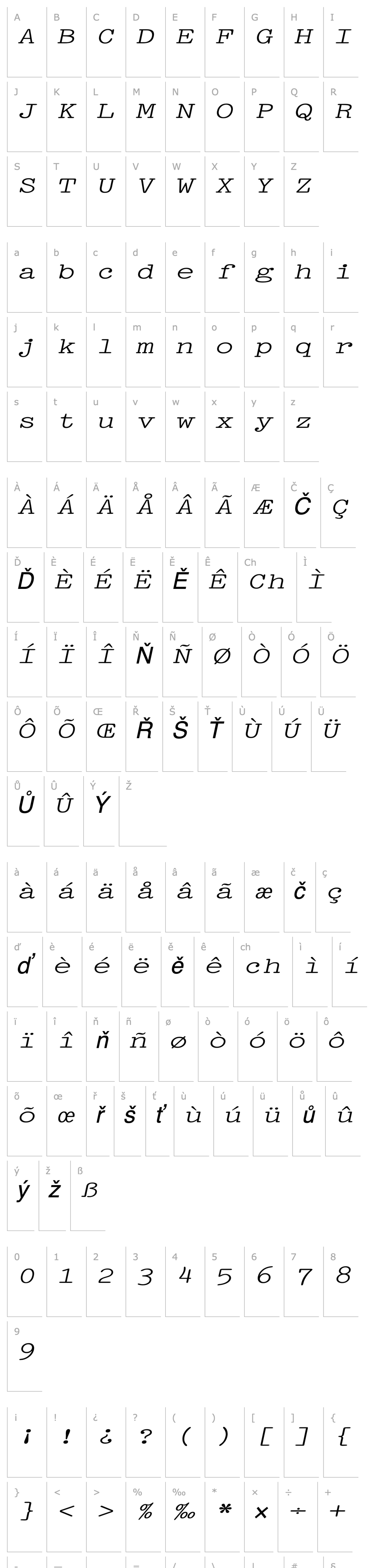 Přehled PicaExtended Italic