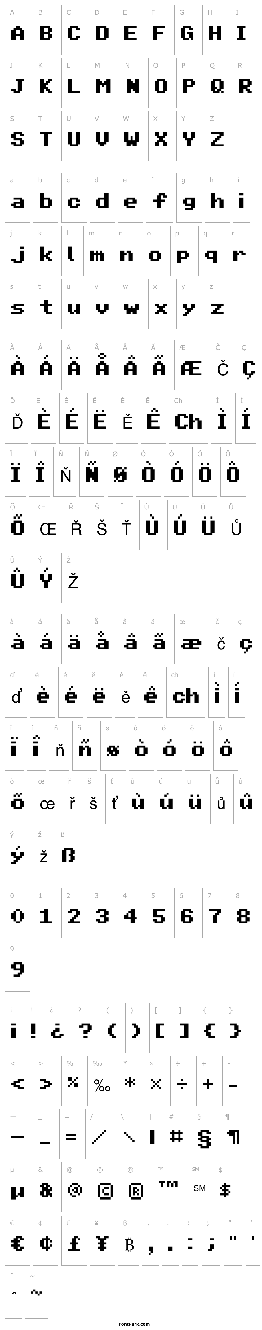 Přehled Pixel Sans Serif Condensed Regular