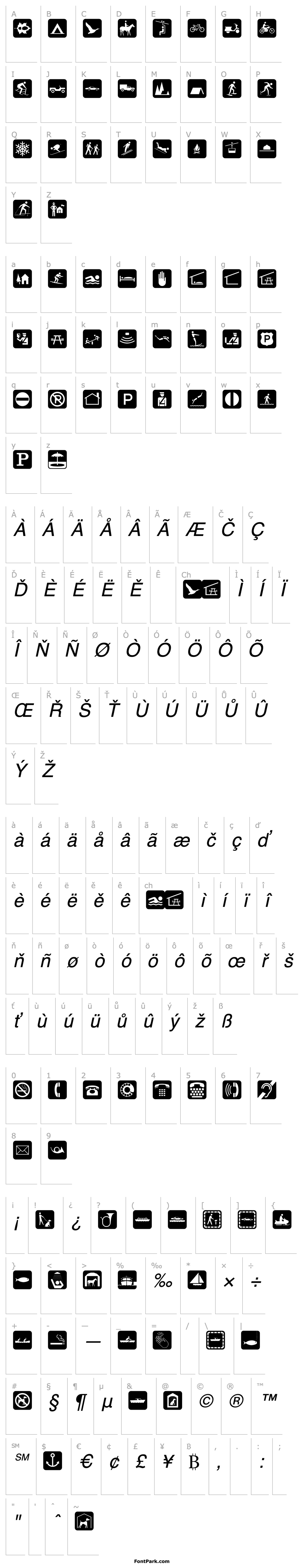 Přehled PIXymbolsTravelBlack-Italic