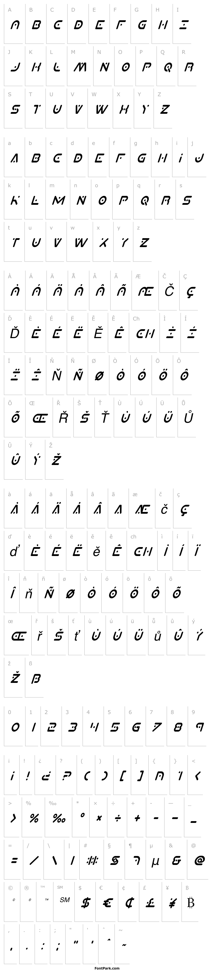 Přehled Planet X Condensed Italic
