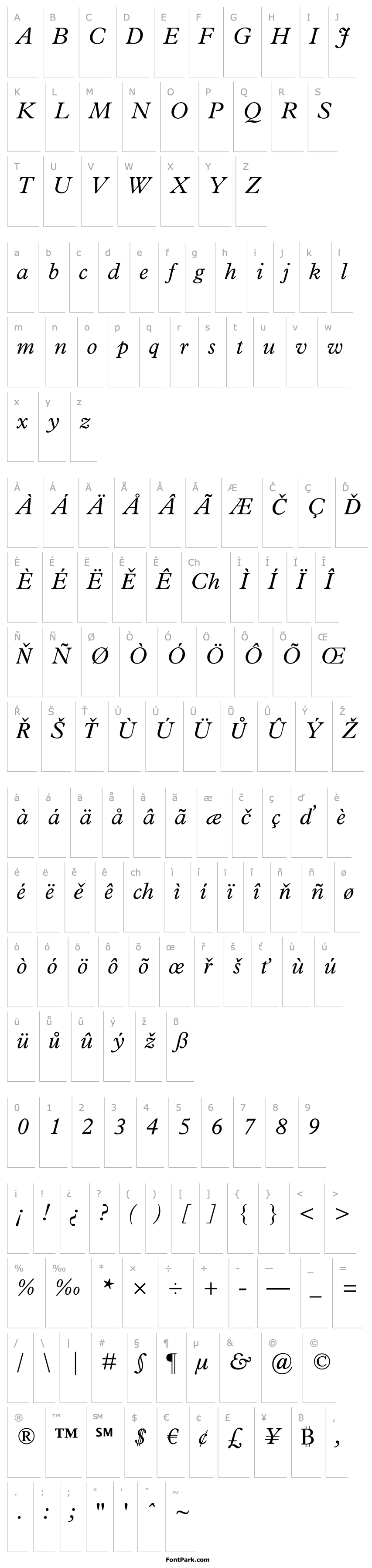 Overview Plantin MT Light Italic